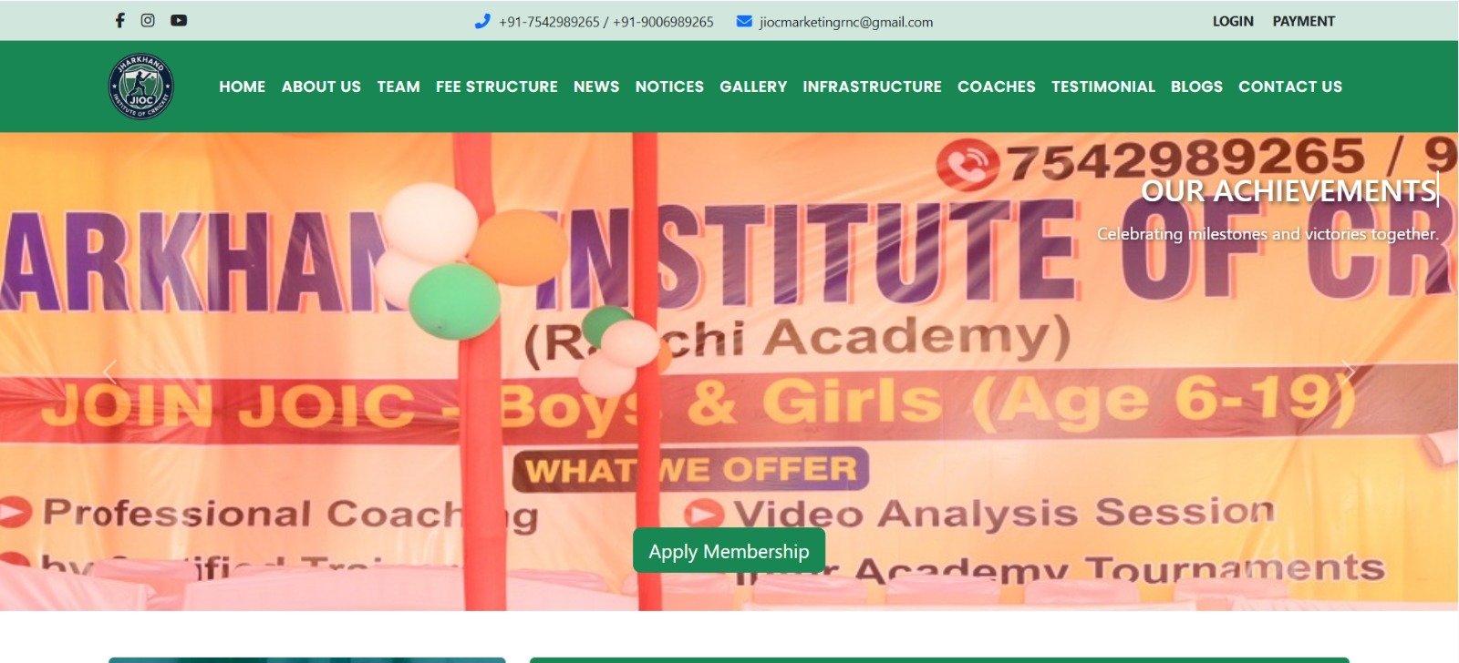 JIOC – Jharkhand Institute of Cricket